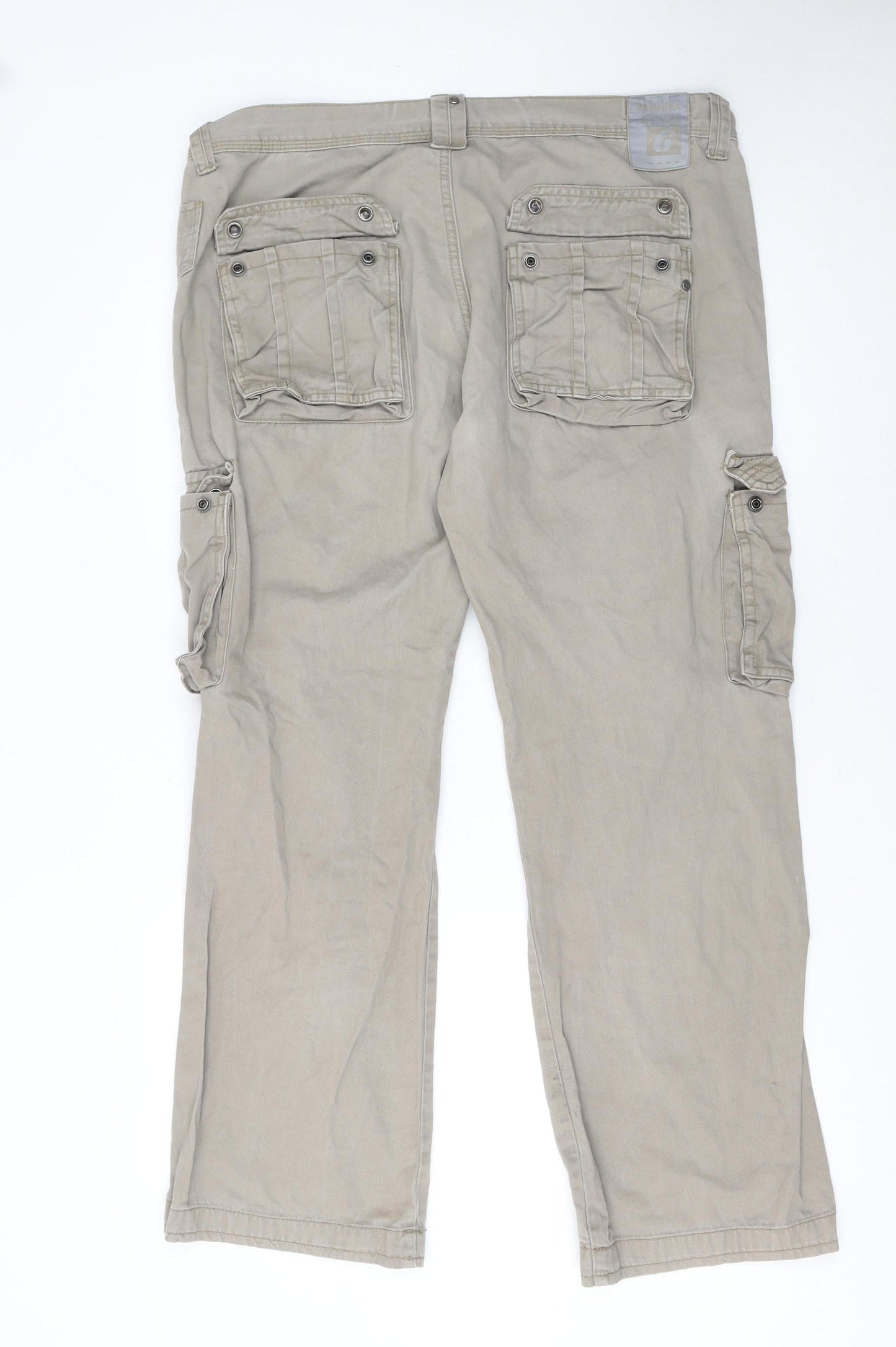 Gasoline Originals Men's Beige Cargo Trousers Size L 33R Cotton Workwear