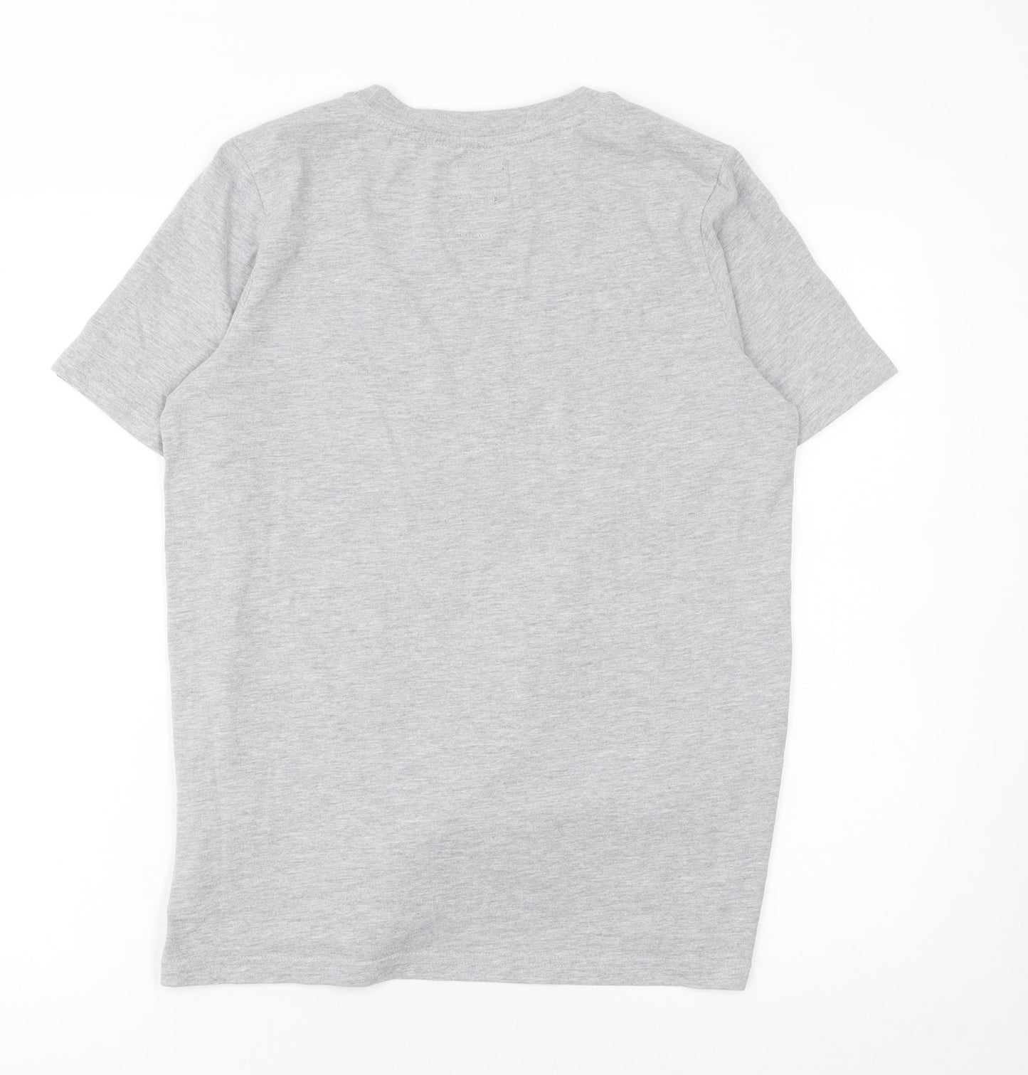 Superdry Women's Grey Printed T-Shirt UK 10 Short Sleeve Crew Neck