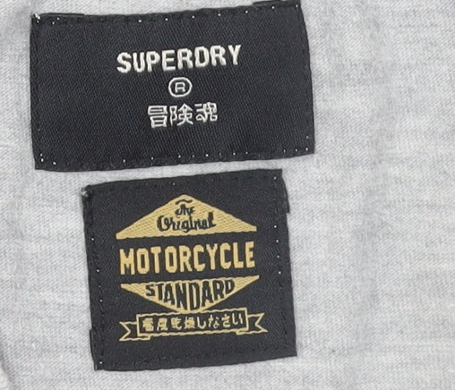 Superdry Women's Grey Printed T-Shirt UK 10 Short Sleeve Crew Neck