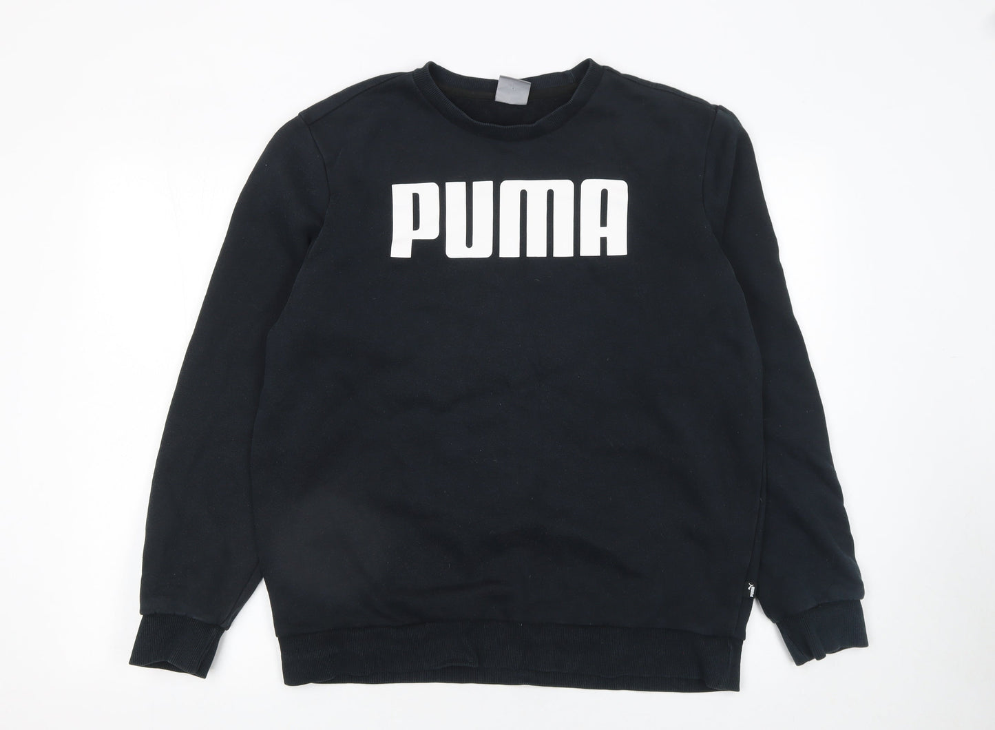 Puma Men's Black L Pullover Sweatshirt Crew Neck Logo Jumper