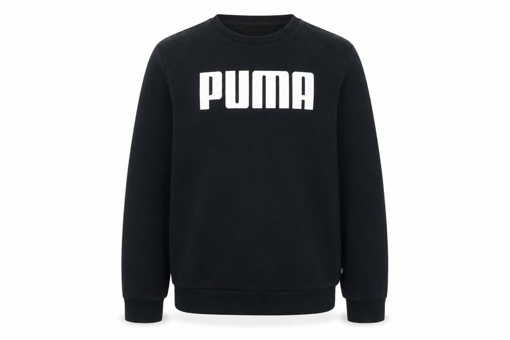 Front view of Puma Men's Black L Pullover Sweatshirt Crew Neck Logo Jumper