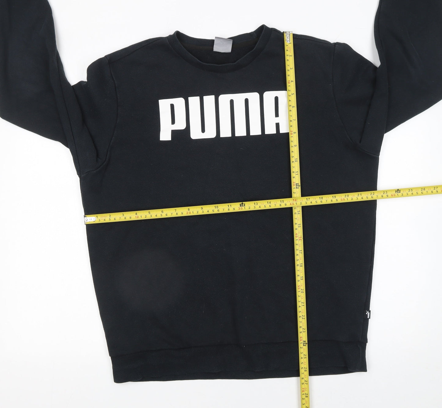 Puma Men's Black L Pullover Sweatshirt Crew Neck Logo Jumper
