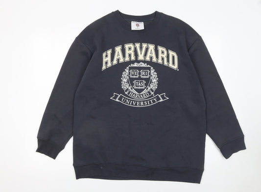Harvard University Black Cotton Blend Women's Medium Sweatshirt