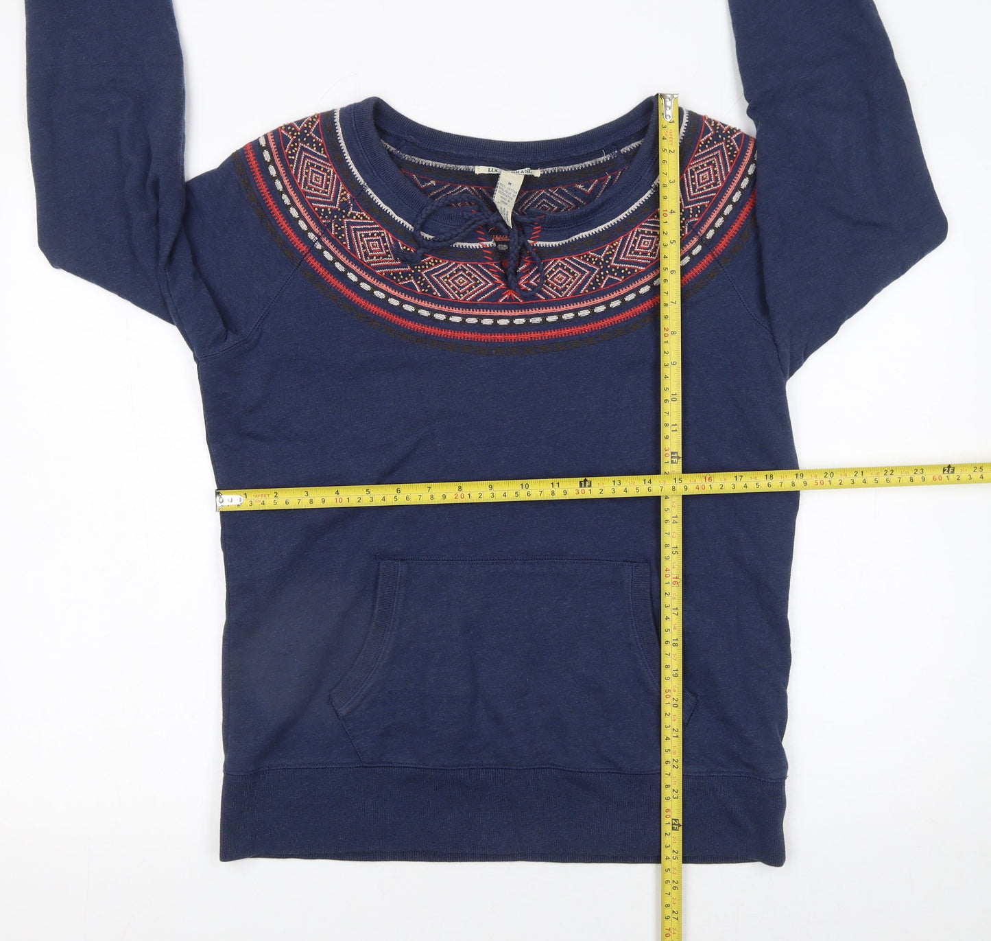 Lucky Brand Women's Blue Cotton Pullover Sweatshirt M Fair Isle