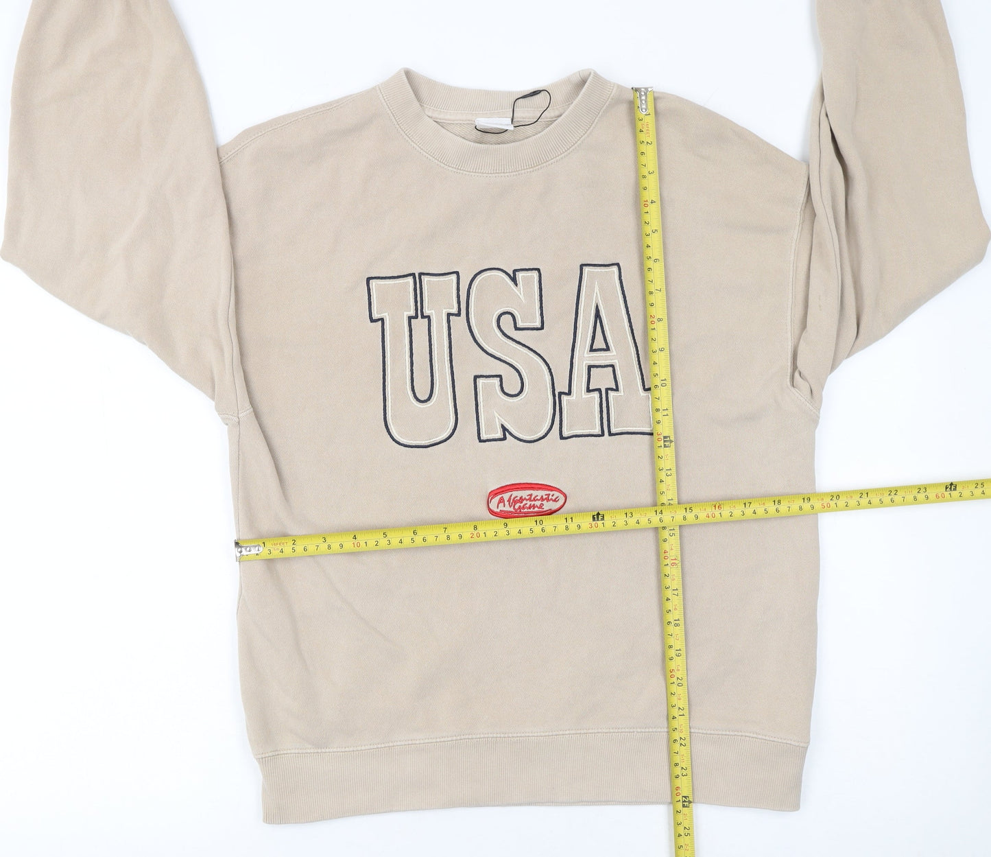 ZARA Girls Beige USA Graphic Pullover Sweatshirt 13-14 Years