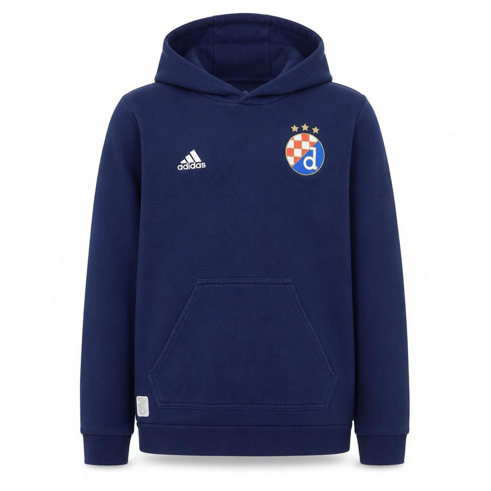 Front view of Adidas boys’ blue 11-12 years pullover hoodie logo football fleece