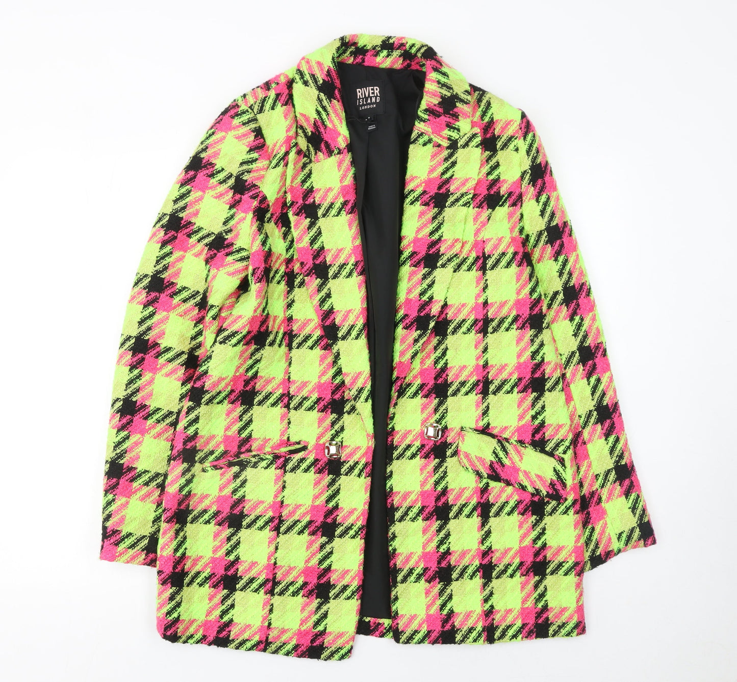River Island Women’s Multicoloured Check Bouclé Blazer Size 8