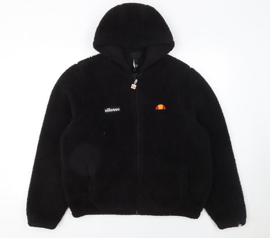 Ellesse Boys Black Fleece Hooded Full Zip Winter Jacket 13-14 Years