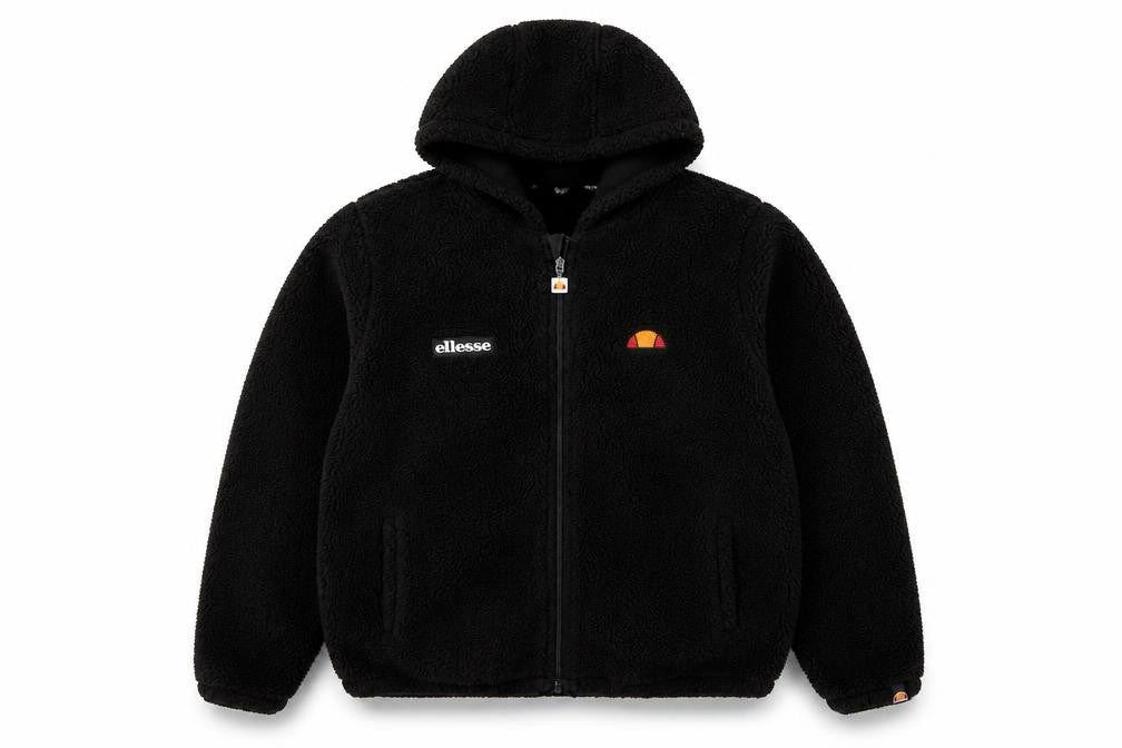 Ellesse Boys Black Fleece Hooded Full Zip Winter Jacket 13-14 Years