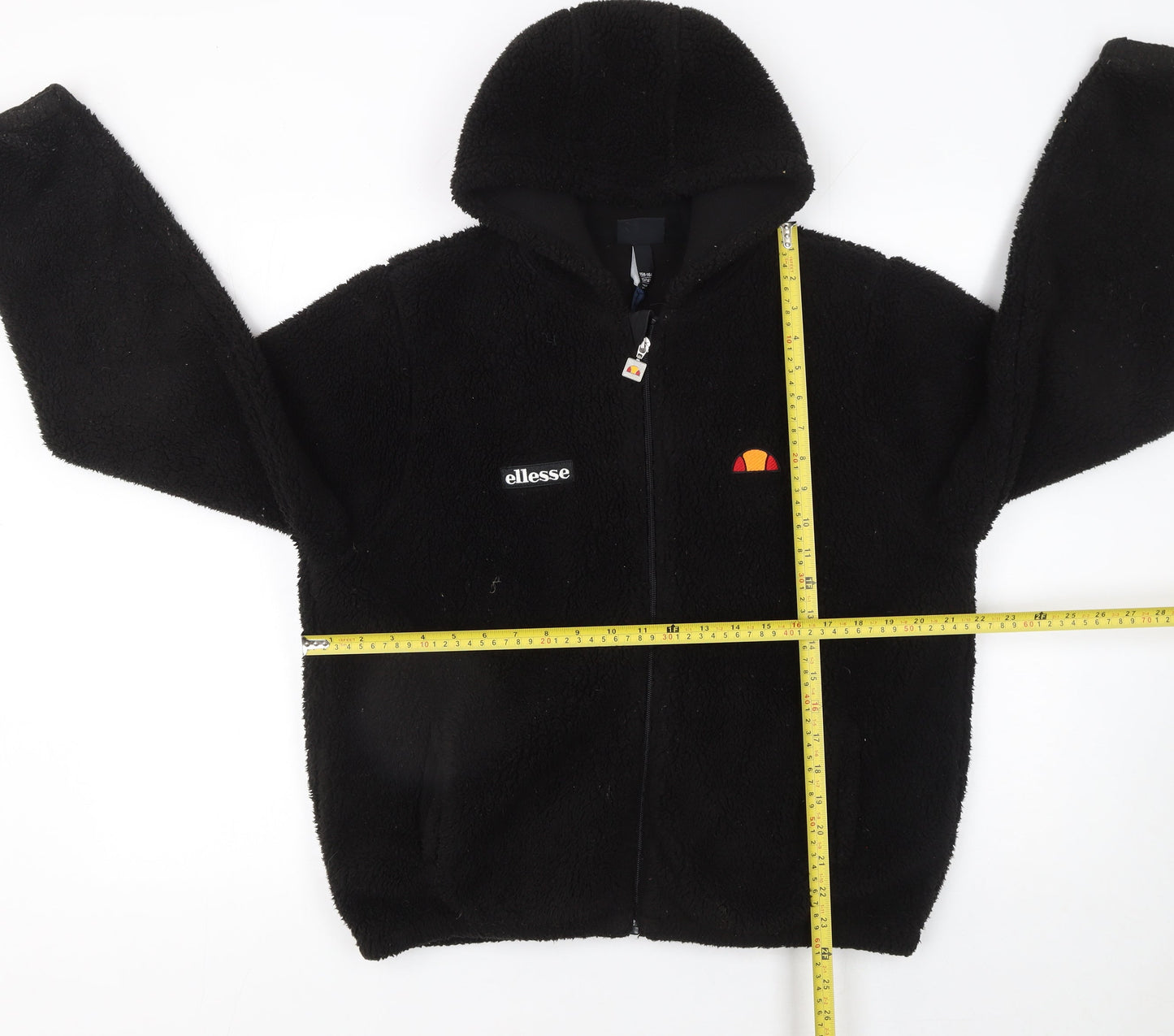 Ellesse Boys Black Fleece Hooded Full Zip Winter Jacket 13-14 Years