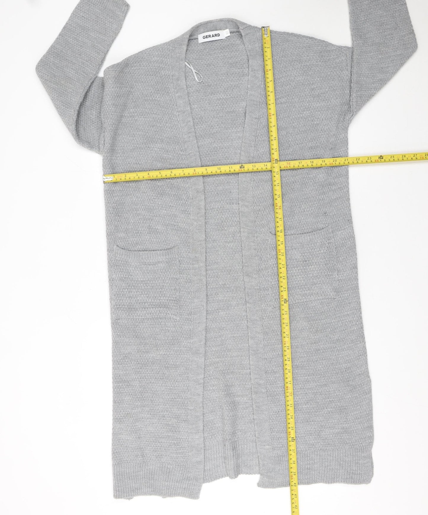 Gerard Womens Grey Long Knit Open Cardigan Size M