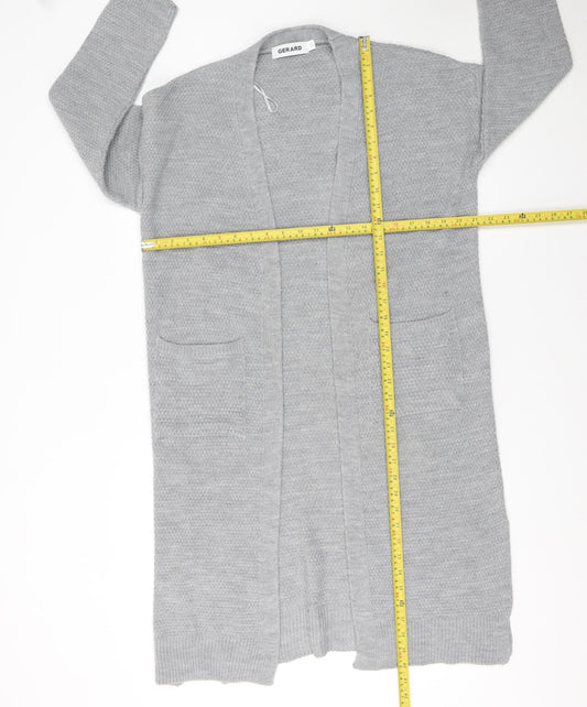 Gerard Womens Grey Long Knit Open Cardigan Size M