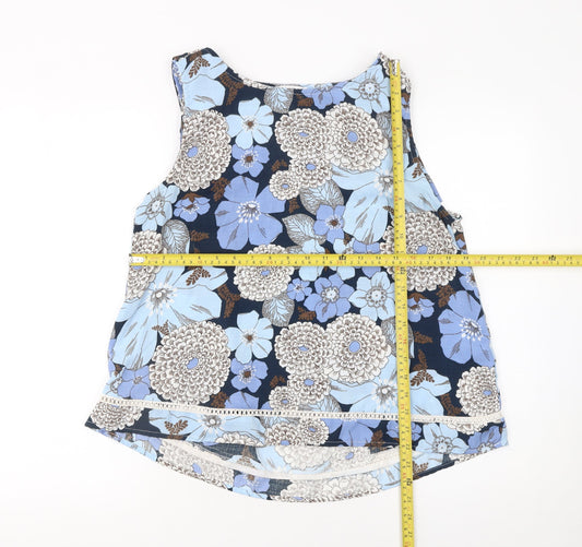 Grace & Mila Women's Blue Floral Sleeveless Camisole Top L