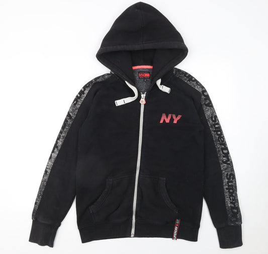 Superdry NY Black Full Zip Hoodie Womens XL Casual Hooded Sweatshirt