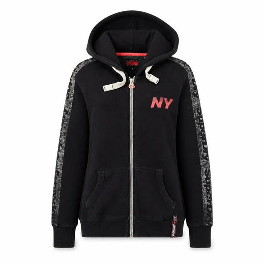 Superdry NY Black Full Zip Hoodie Womens XL Casual Hooded Sweatshirt