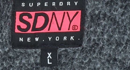 Superdry NY Black Full Zip Hoodie Womens XL Casual Hooded Sweatshirt