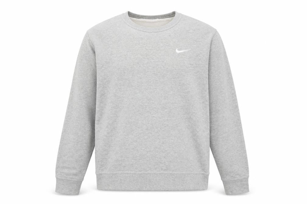 Nike Men's Grey Pullover Sweatshirt M Crew Neck Jersey Cotton