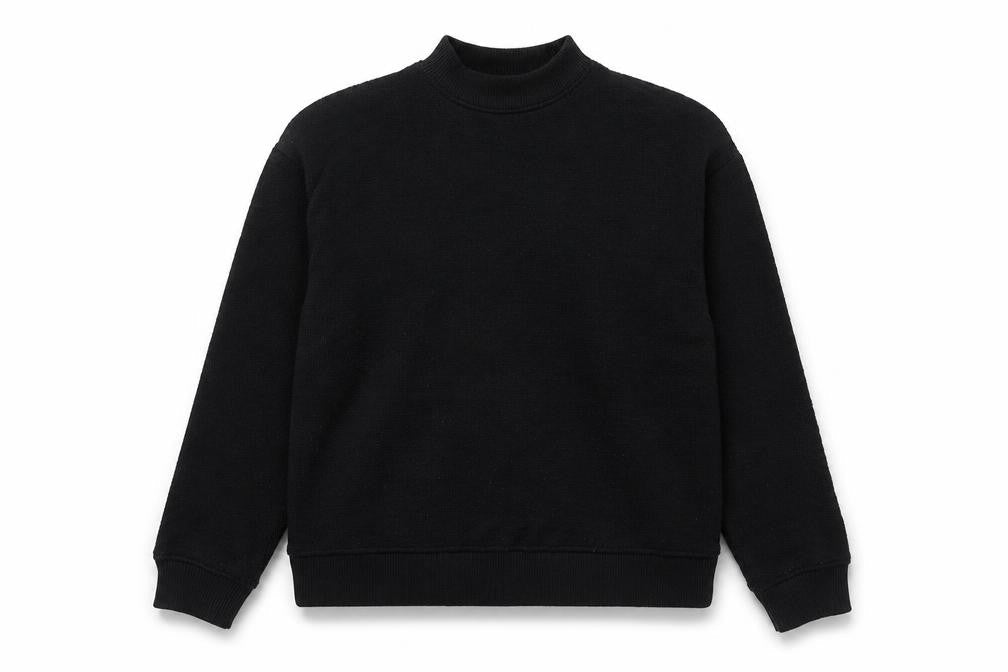 Zara Women Black Knit Pullover Sweatshirt Size S High Neck Basic