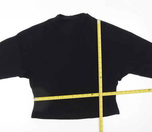 Mango Women Black Size 8 Basic High Neck 3/4 Sleeve Blouse