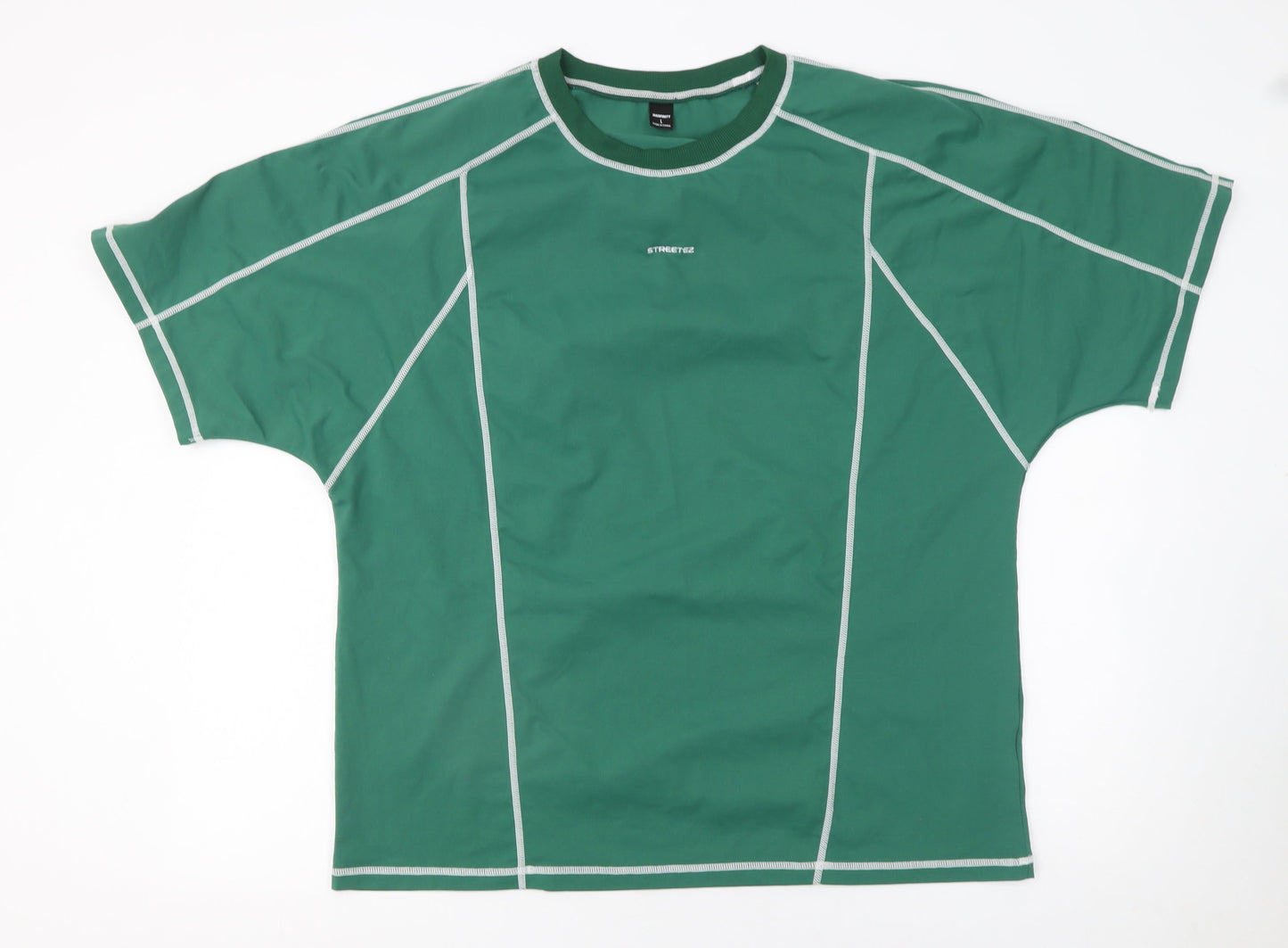 Manfinity Men's Green Crew Neck Short Sleeve Relaxed Fit T-Shirt Size L