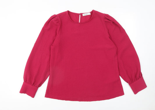 Gallery Women’s Pink Long Sleeve Puff Blouse Size 12 Polyester