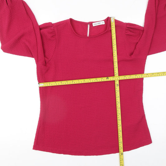 Gallery Women’s Pink Long Sleeve Puff Blouse Size 12 Polyester