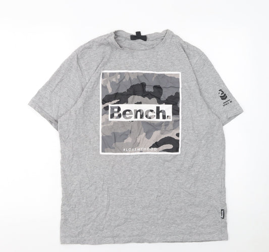 Bench Men's Grey Camouflage Graphic Print T-Shirt Size L