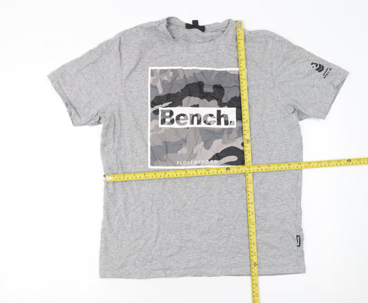 Bench Men's Grey Camouflage Graphic Print T-Shirt Size L