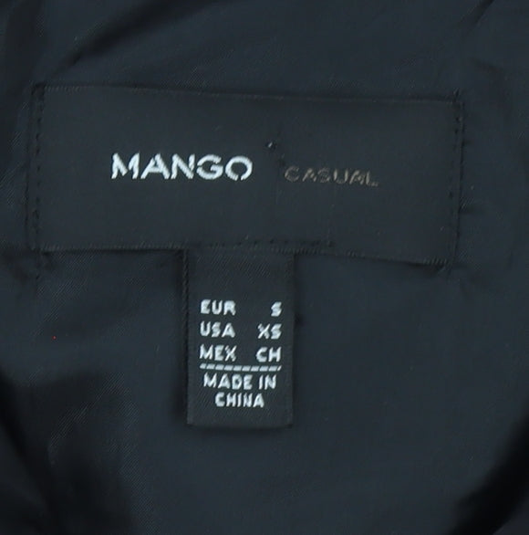 Mango Women's Black Long Puffer Coat S Hooded Belted Winter Jacket