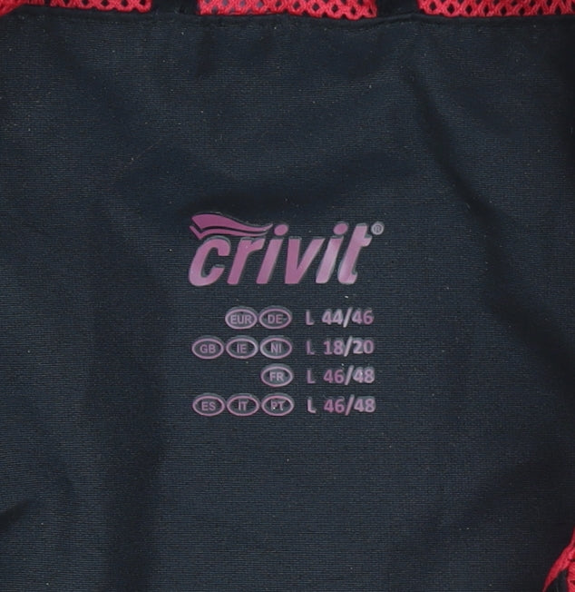 Crivit Womens Black Red Windbreaker Jacket Size 18/20 Lightweight Activewear