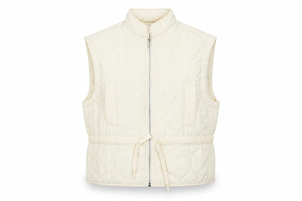 Primark Women Ivory Quilted Waistcoat S Regular Fit Full Zip