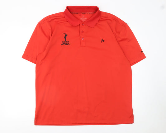 Dunlop Men Red Golf Polo Shirt XL Moisture Wicking Sports Top
