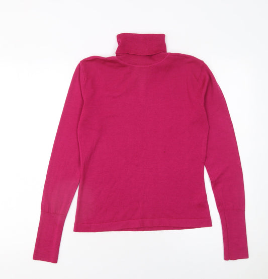 Turnover Womens Pink Wool Roll Neck Jumper Size S Long Sleeve Knit