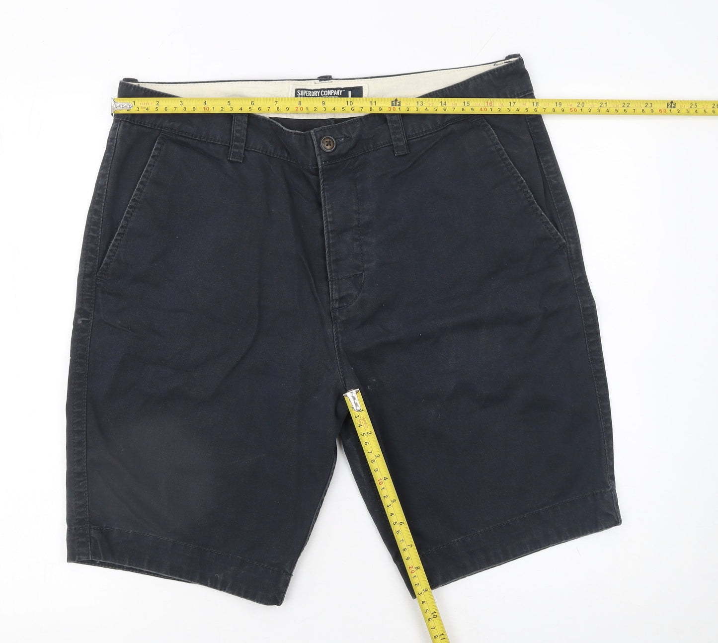 Superdry Men's Black Chino Shorts Size L Cotton Casual Summer