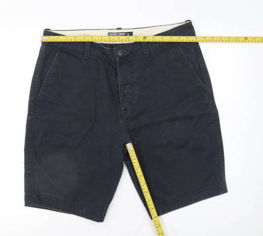 Superdry Men's Black Chino Shorts Size L Cotton Casual Summer