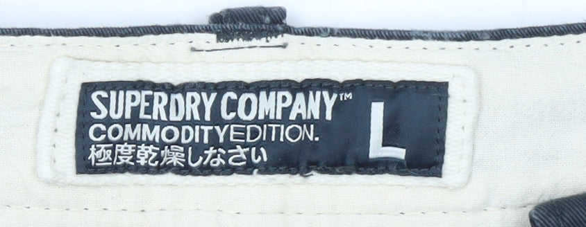 Superdry Men's Black Chino Shorts Size L Cotton Casual Summer