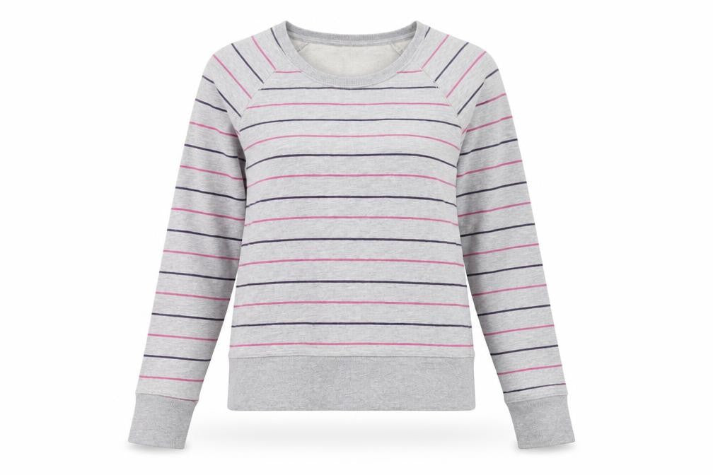 H&M Women Grey Striped Pullover Sweatshirt Size 10 Cotton Blend