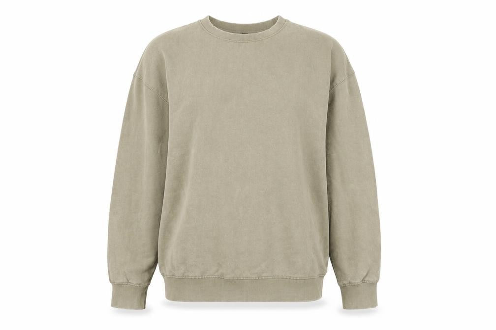 Zara Women Beige Cotton Crew Neck Pullover Sweatshirt Size S