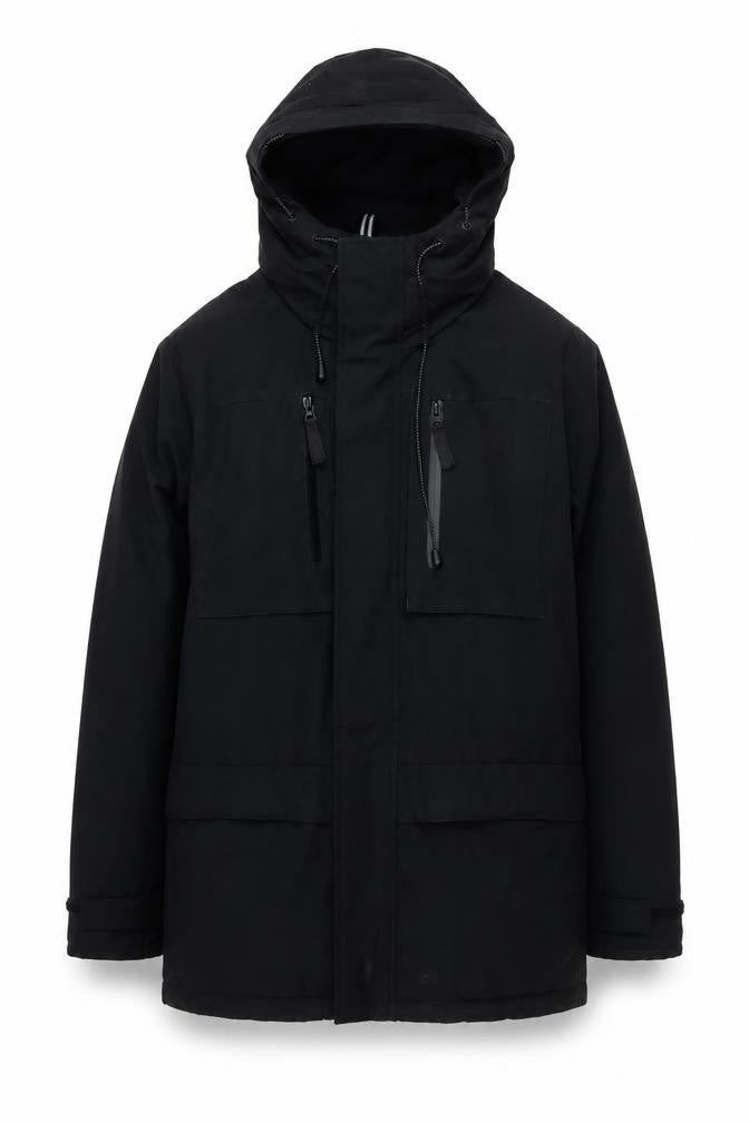 George Men's Black XS Parka Jacket Hooded Polyester Winter Coat