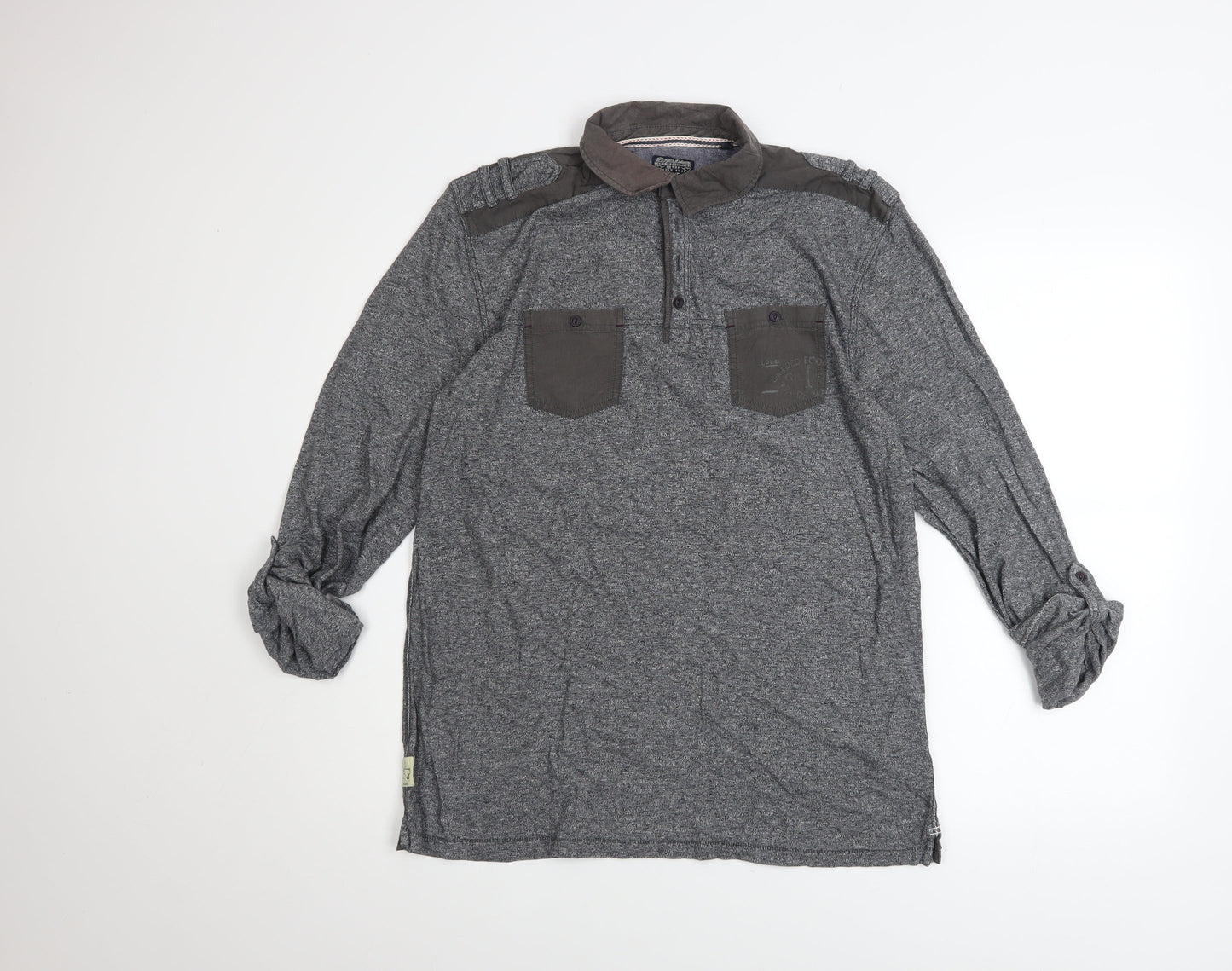 Next Men's Grey Cotton Long Sleeve Casual Button-Up Shirt Size M