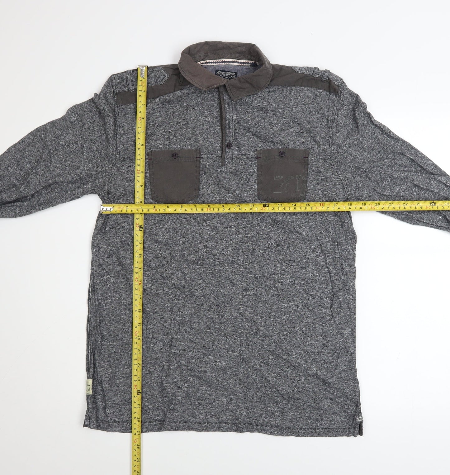Next Men's Grey Cotton Long Sleeve Casual Button-Up Shirt Size M