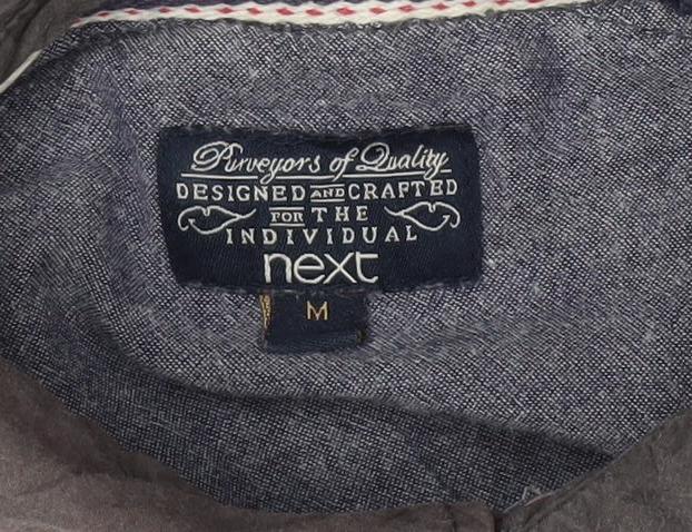 Next Men's Grey Cotton Long Sleeve Casual Button-Up Shirt Size M