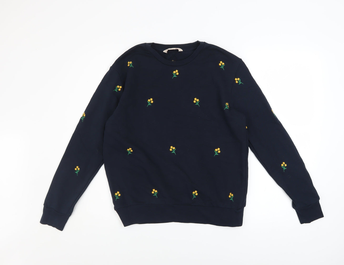 Mauvette Women's Navy Floral Embroidered Pullover Sweatshirt Size 8