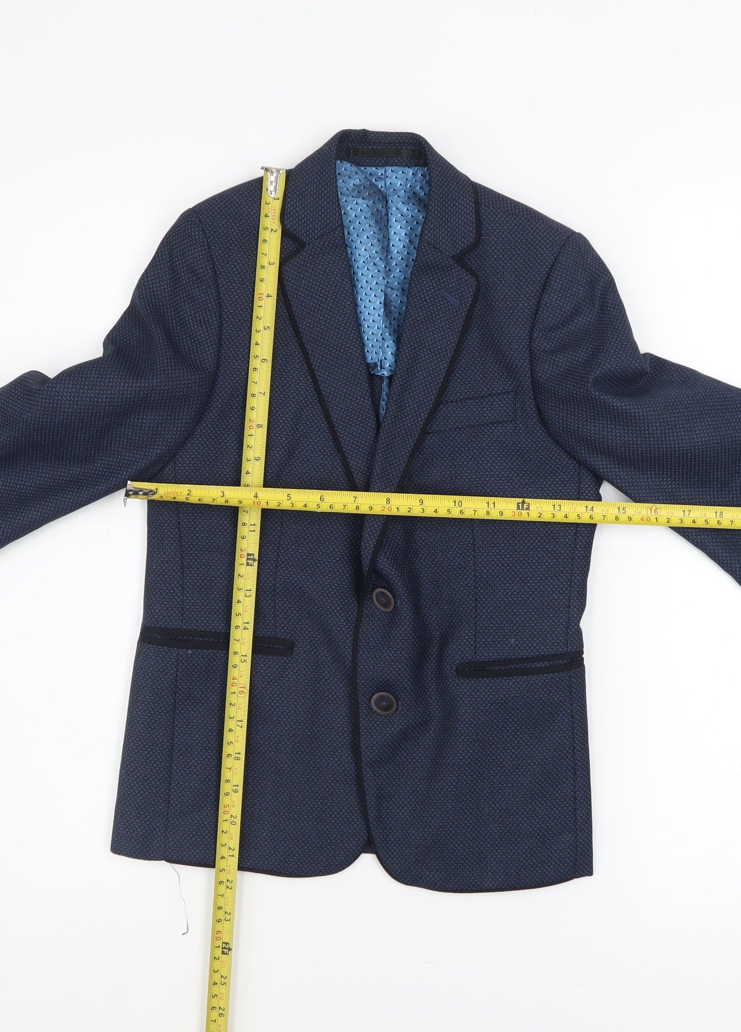 1880 Club Boys Blue Geometric Blazer 5 Years Two-Button Formal Jacket