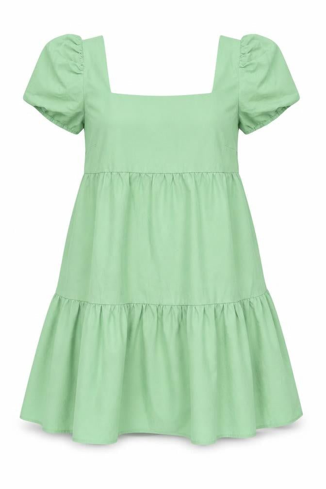 Urban Threads Women’s Green Short A-Line Puff Sleeve Dress Size 10