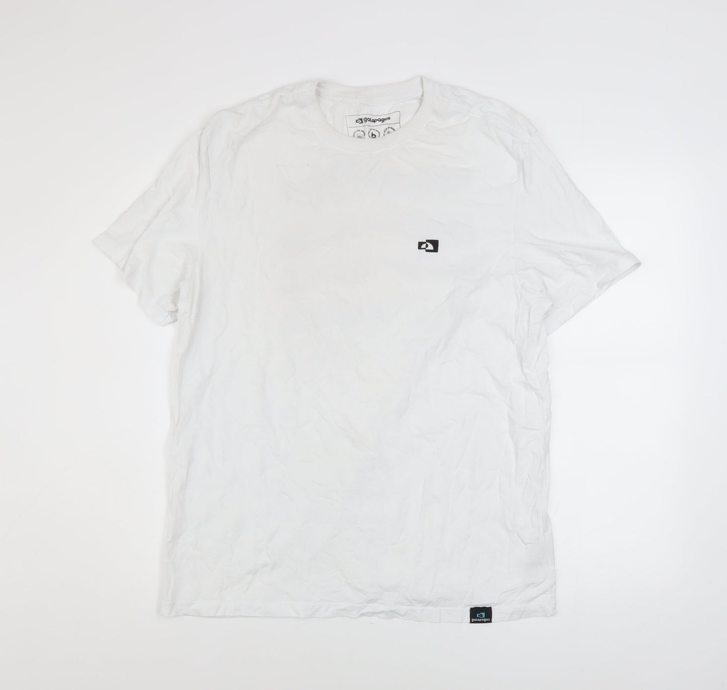 Galapagos Men's White Medium Graphic Cotton T-Shirt Outdoor Style