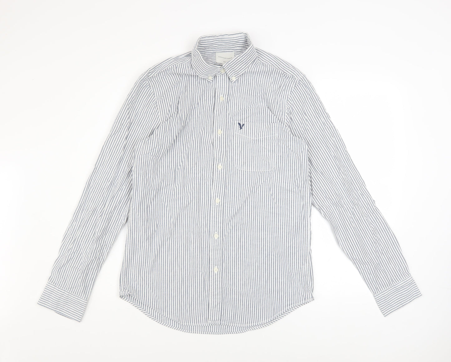 American Eagle Men's Blue Slim Fit Striped Button-Up Shirt M
