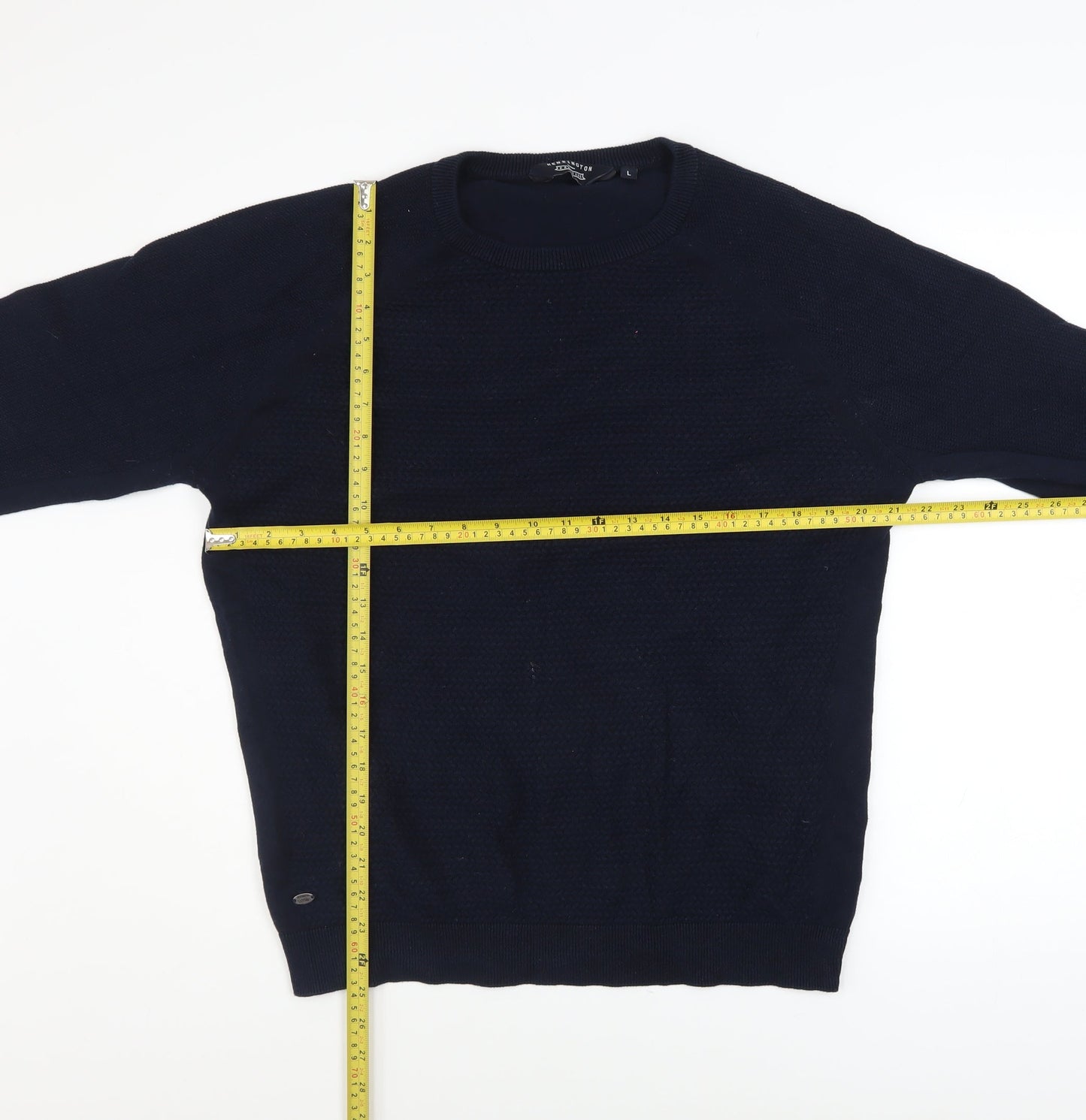Kensington Eastside Men's Blue Cotton Crew Neck Jumper L