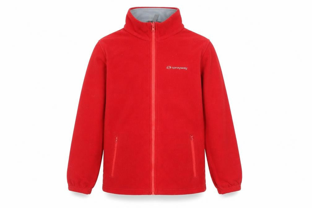 Front view of Sprayway boys’ red fleece full zip jacket 4-5 years outdoor winter warm