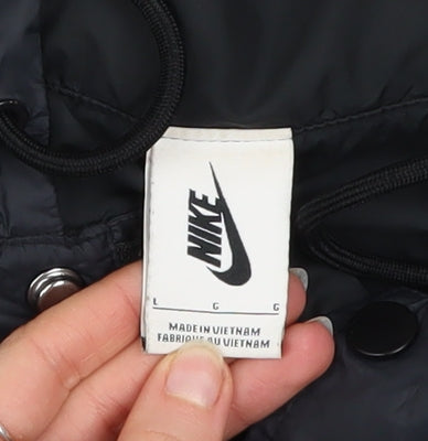 Nike Men's Black Long Hooded Waterproof Rain Coat L